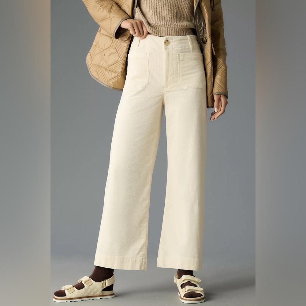 Cropped Wide Leg Corduroy Pants